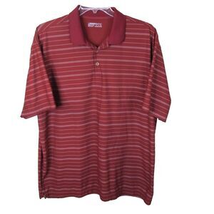 Nike Golf Dri Fit Short Sleeve Polo Shirt Men's 2XL XXL Red Striped‎ Polyester